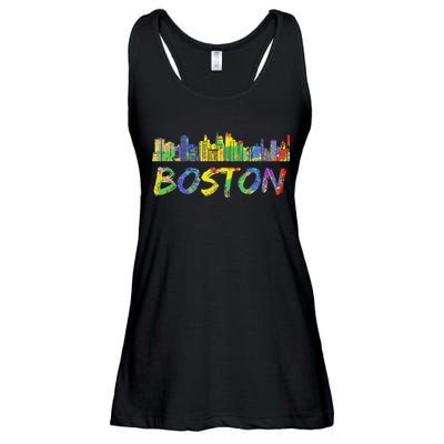 Boston Massachusetts Skyline Paint Ladies Essential Flowy Tank