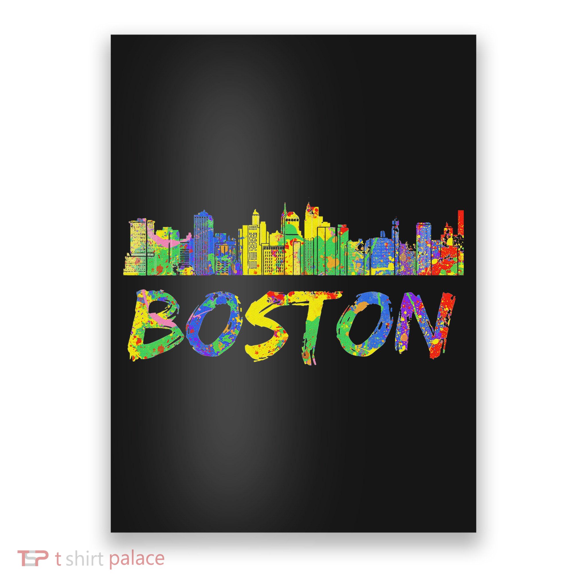 Boston Massachusetts Skyline Paint Poster