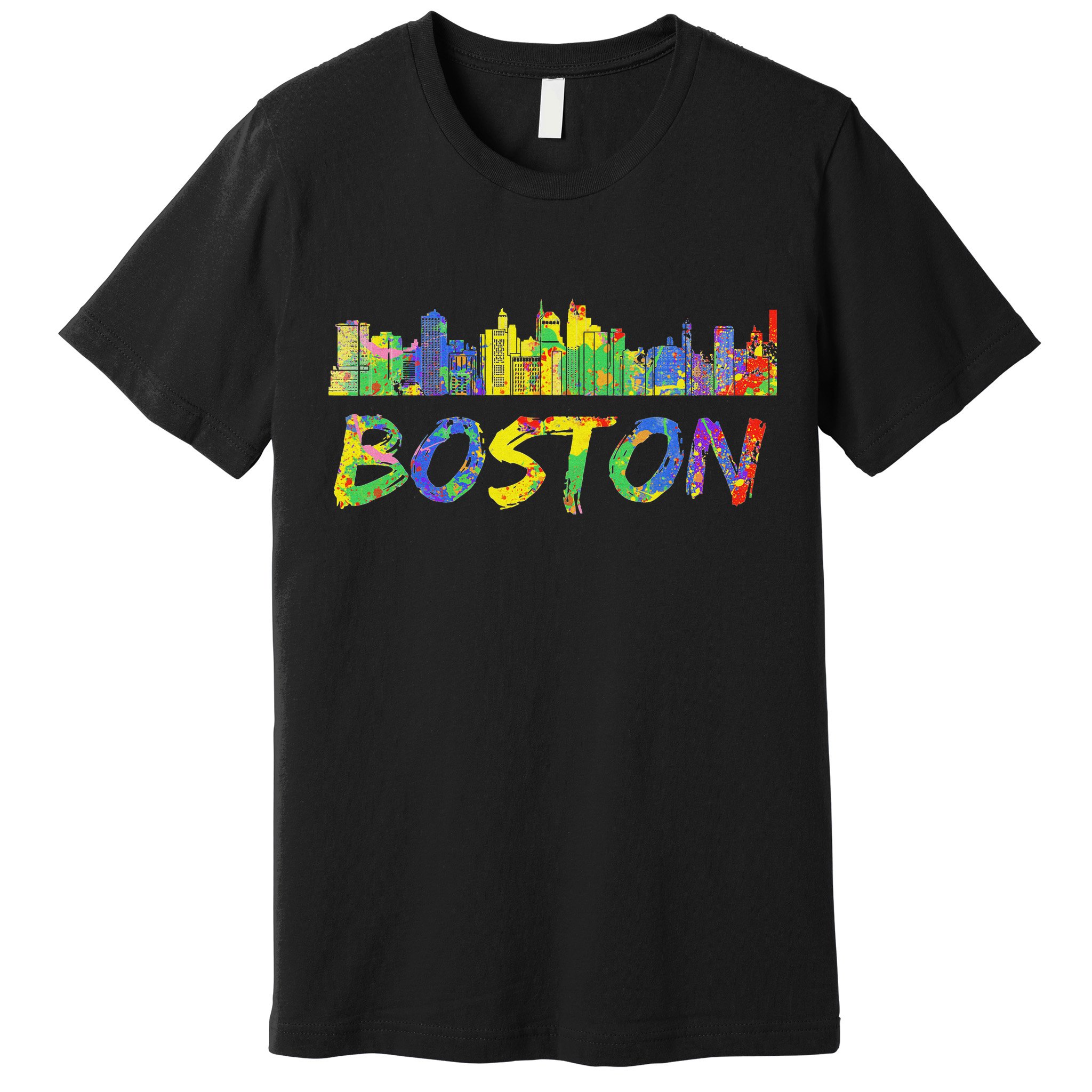 Boston Massachusetts Skyline Paint Premium T-Shirt