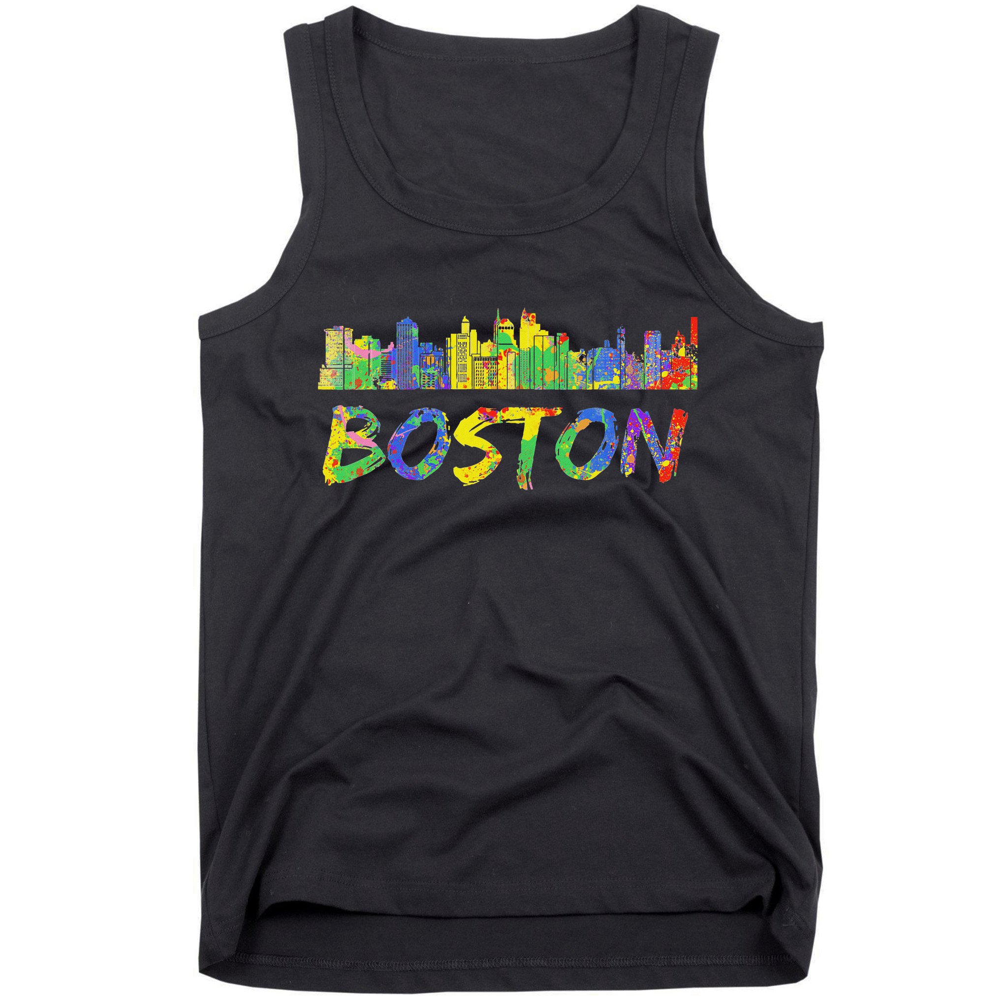 Boston Massachusetts Skyline Paint Tank Top