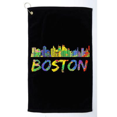 Boston Massachusetts Skyline Paint Golf Towel