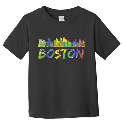Boston Massachusetts Skyline Paint Toddler T-Shirt