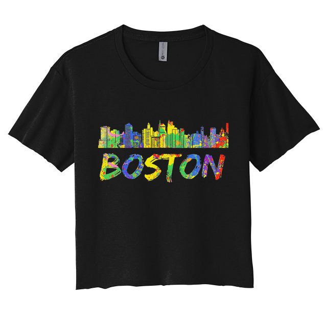 Boston Massachusetts Skyline Paint Crop Top