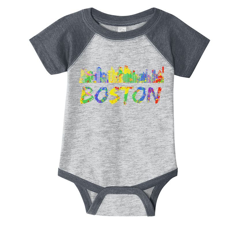 Boston Massachusetts Skyline Paint Infant Baby Jersey Bodysuit