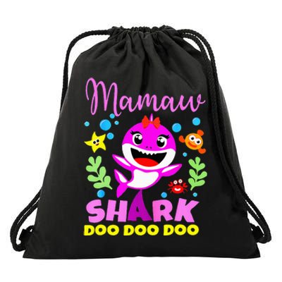 birthday mamaw s shark mamaw shark family mors day Drawstring Bag