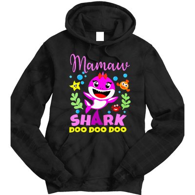 birthday mamaw s shark mamaw shark family mors day Tie Dye Hoodie