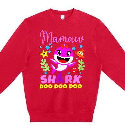 birthday mamaw s shark mamaw shark family mors day Premium Crewneck Sweatshirt