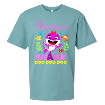 birthday mamaw s shark mamaw shark family mors day Sueded Cloud Jersey T-Shirt