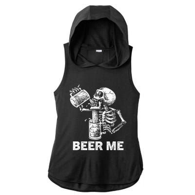 Beer Me Skeleton Scary Spooky Drinking Party Gift Ladies PosiCharge Tri-Blend Wicking Draft Hoodie Tank