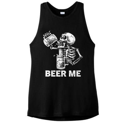 Beer Me Skeleton Scary Spooky Drinking Party Gift Ladies PosiCharge Tri-Blend Wicking Tank