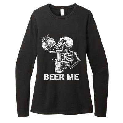 Beer Me Skeleton Scary Spooky Drinking Party Gift Womens CVC Long Sleeve Shirt