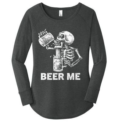 Beer Me Skeleton Scary Spooky Drinking Party Gift Women's Perfect Tri Tunic Long Sleeve Shirt