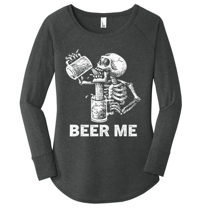 Beer Me Skeleton Scary Spooky Drinking Party Gift Women's Perfect Tri Tunic Long Sleeve Shirt