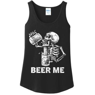 Beer Me Skeleton Scary Spooky Drinking Party Gift Ladies Essential Tank