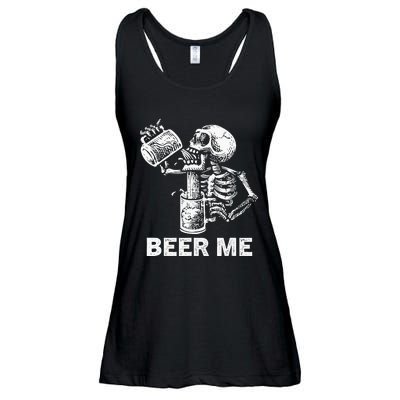 Beer Me Skeleton Scary Spooky Drinking Party Gift Ladies Essential Flowy Tank