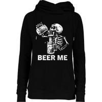 Beer Me Skeleton Scary Spooky Drinking Party Gift Womens Funnel Neck Pullover Hood