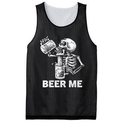 Beer Me Skeleton Scary Spooky Drinking Party Gift Mesh Reversible Basketball Jersey Tank