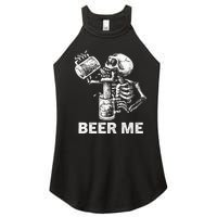 Beer Me Skeleton Scary Spooky Drinking Party Gift Women's Perfect Tri Rocker Tank