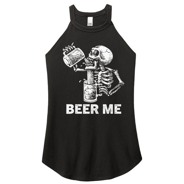 Beer Me Skeleton Scary Spooky Drinking Party Gift Women's Perfect Tri Rocker Tank