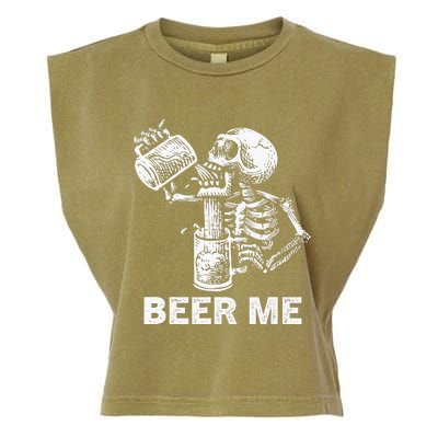 Beer Me Skeleton Scary Spooky Drinking Party Gift Garment-Dyed Women's Muscle Tee