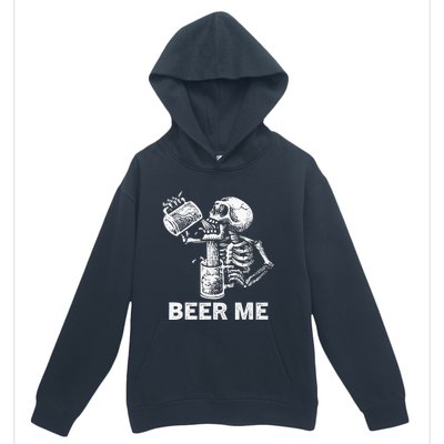 Beer Me Skeleton Scary Spooky Drinking Party Gift Urban Pullover Hoodie