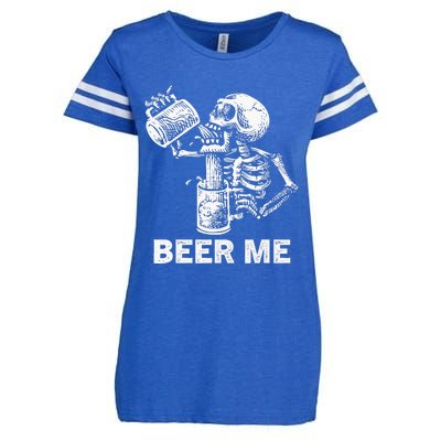 Beer Me Skeleton Scary Spooky Drinking Party Gift Enza Ladies Jersey Football T-Shirt