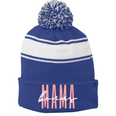 Bonus Mama Stepmom Step Mama Mother’S Day Gift Stripe Pom Pom Beanie