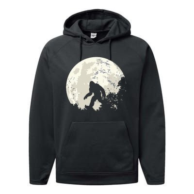 Bigfoot Moon Sasquatch I Believe In Bigfoot Performance Fleece Hoodie