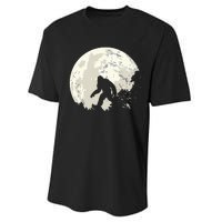 Bigfoot Moon Sasquatch I Believe In Bigfoot Performance Sprint T-Shirt