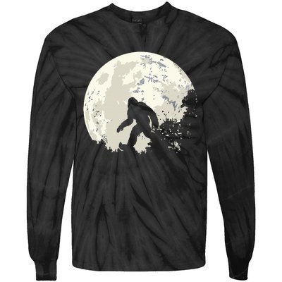 Bigfoot Moon Sasquatch I Believe In Bigfoot Tie-Dye Long Sleeve Shirt