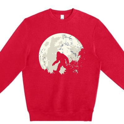 Bigfoot Moon Sasquatch I Believe In Bigfoot Premium Crewneck Sweatshirt