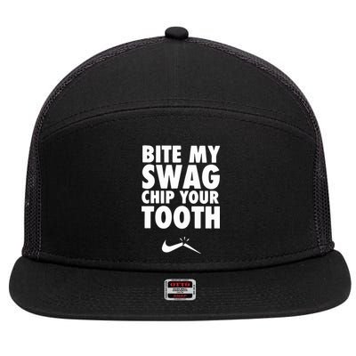 Bite My Swag Chip Your Tooth 7 Panel Mesh Trucker Snapback Hat