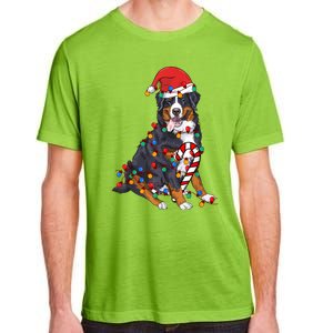 Bernese Mountain Santa Christmas Lights Dog Lover Pajama Adult ChromaSoft Performance T-Shirt