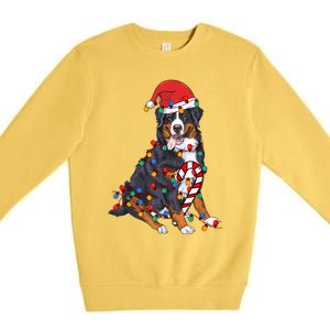 Bernese Mountain Santa Christmas Lights Dog Lover Pajama Premium Crewneck Sweatshirt