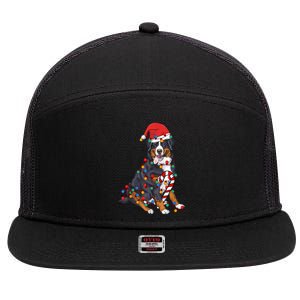 Bernese Mountain Santa Christmas Lights Dog Lover Pajama 7 Panel Mesh Trucker Snapback Hat