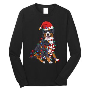 Bernese Mountain Santa Christmas Lights Dog Lover Pajama Long Sleeve Shirt