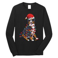 Bernese Mountain Santa Christmas Lights Dog Lover Pajama Long Sleeve Shirt