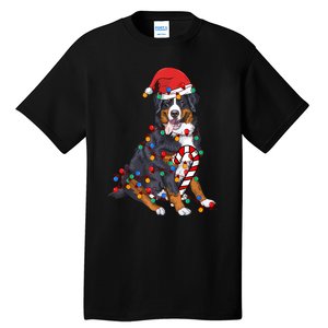 Bernese Mountain Santa Christmas Lights Dog Lover Pajama Tall T-Shirt