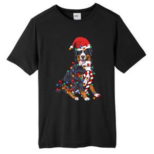 Bernese Mountain Santa Christmas Lights Dog Lover Pajama Tall Fusion ChromaSoft Performance T-Shirt