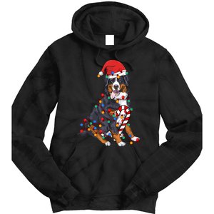 Bernese Mountain Santa Christmas Lights Dog Lover Pajama Tie Dye Hoodie