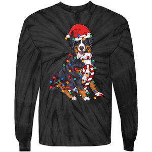 Bernese Mountain Santa Christmas Lights Dog Lover Pajama Tie-Dye Long Sleeve Shirt