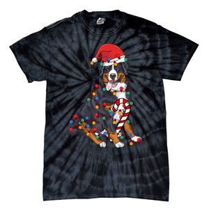 Bernese Mountain Santa Christmas Lights Dog Lover Pajama Tie-Dye T-Shirt