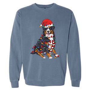 Bernese Mountain Santa Christmas Lights Dog Lover Pajama Garment-Dyed Sweatshirt