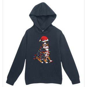 Bernese Mountain Santa Christmas Lights Dog Lover Pajama Urban Pullover Hoodie