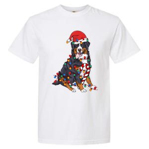 Bernese Mountain Santa Christmas Lights Dog Lover Pajama Garment-Dyed Heavyweight T-Shirt