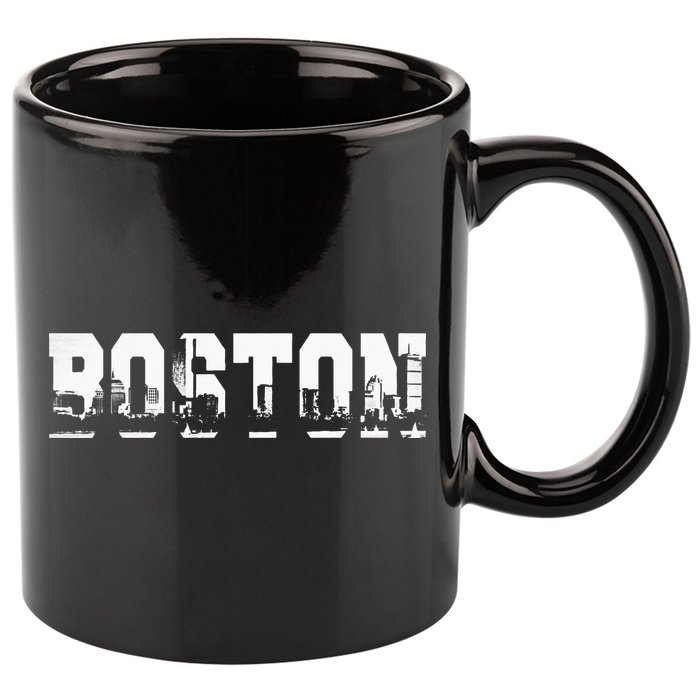 Boston Massachusetts Skyline Graphic Apparel 11oz C Handle Ceramic Mug