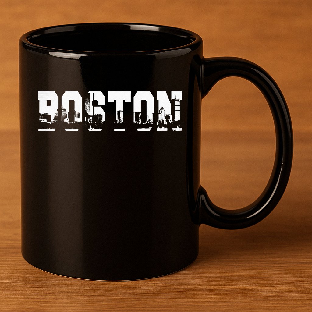 Boston Massachusetts Skyline Graphic Apparel 11oz C Handle Ceramic Mug