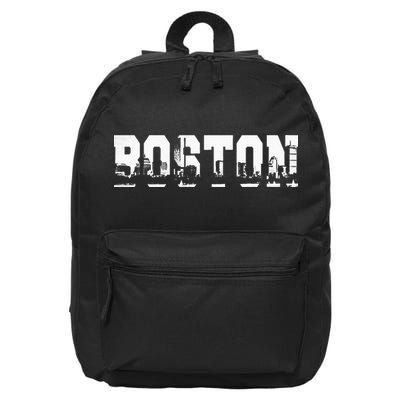 Boston Massachusetts Skyline Graphic Apparel 16 in Basic Backpack
