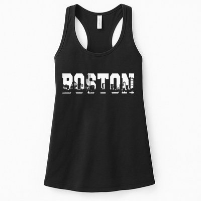 Boston Massachusetts Skyline Graphic Apparel Womens Tank Top