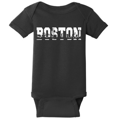 Boston Massachusetts Skyline Graphic Apparel Baby Bodysuit